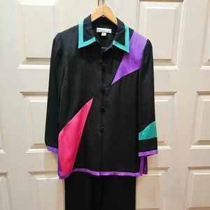 Miller Shor 100% Silk Blouse with Matching Pants. Size 10